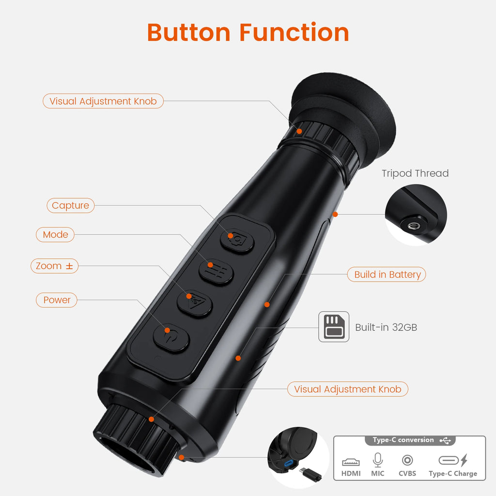 GTGUARD Ai15 Thermal Imaging Monocular – High-Resolution Infrared Camera with AMOLED Display, AI Super Resolution, 32GB Storage for Hunting, Boating, Camping & Night Use