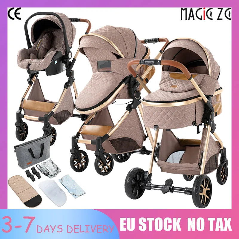3-in-1 Baby Stroller Travel System with Lightweight Frame & One-Hand Fold | Bassinet + Car Seat + Stroller