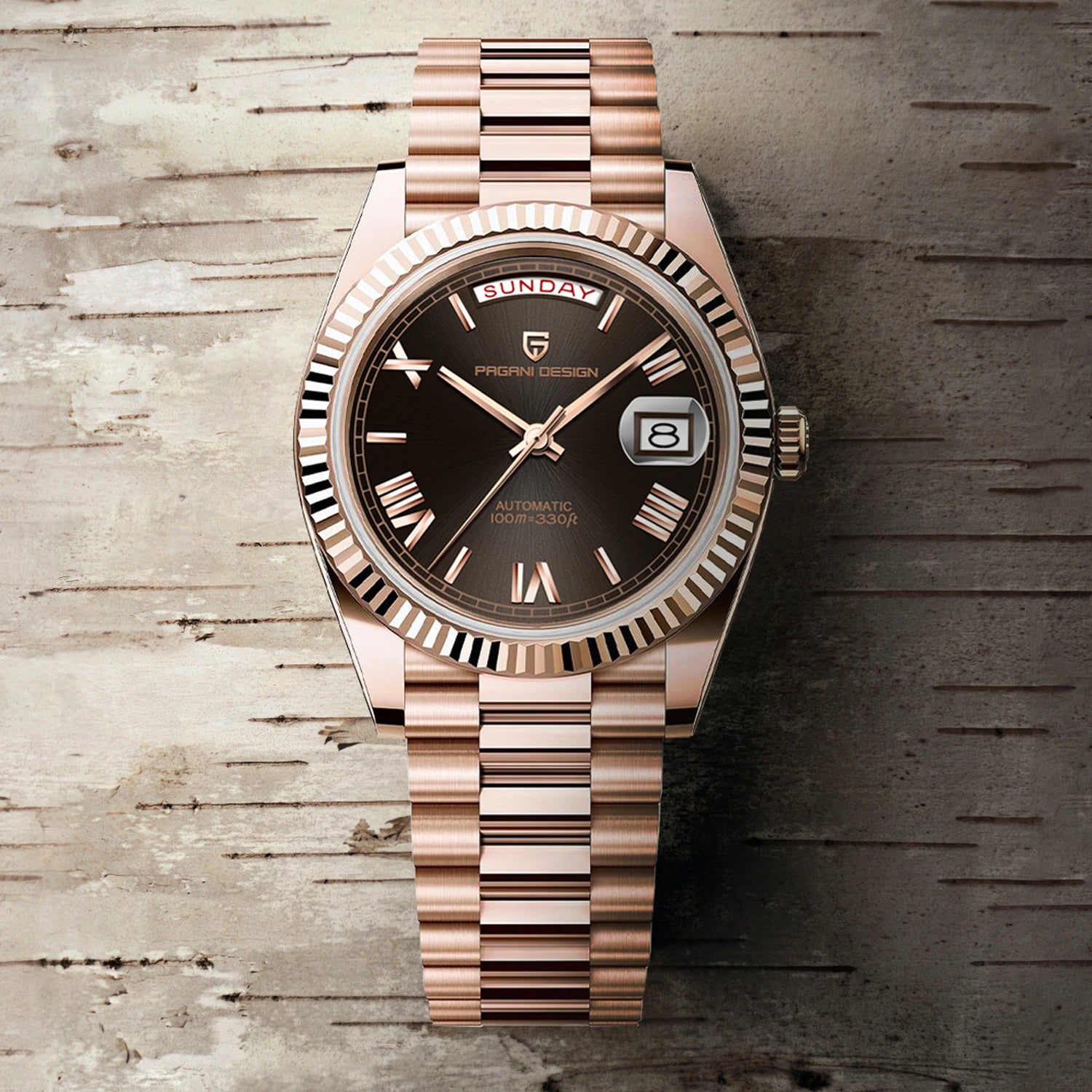 2025 PAGANI DESIGN DD40 Rose Gold Men’s Automatic Mechanical Watch – Luxury Sapphire Crystal Timepiece