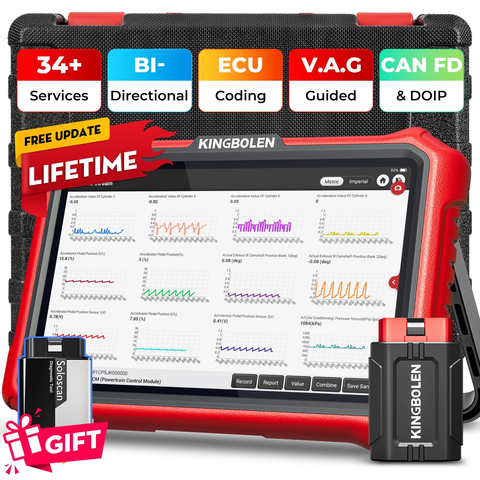 Lifetime Free Update KINGBOLEN K8 PRO Elite Bidirectionnal OBD2 Scanner ECU Coding CANFD FCA 40+ Service All System Diagnostic