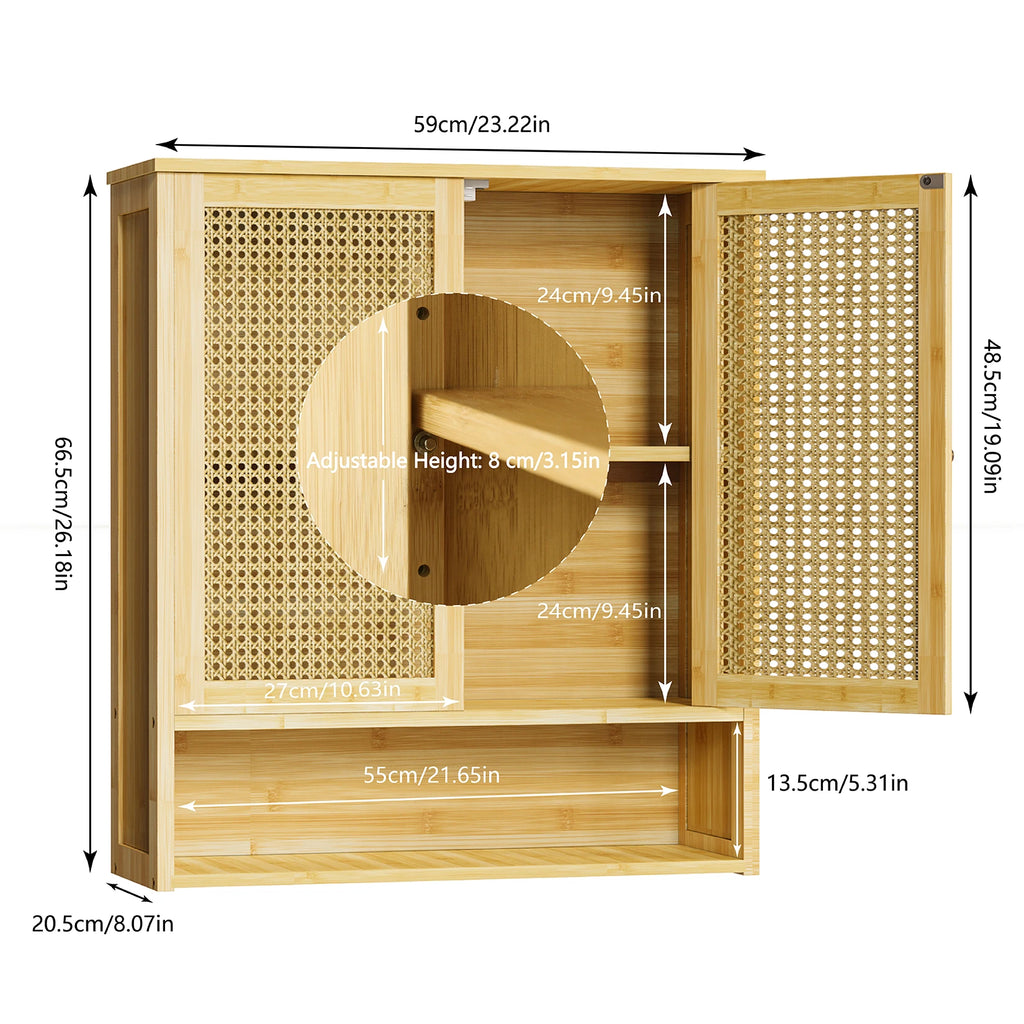 Wall-Mounted Bamboo Bathroom Cabinet & Storage Organizer