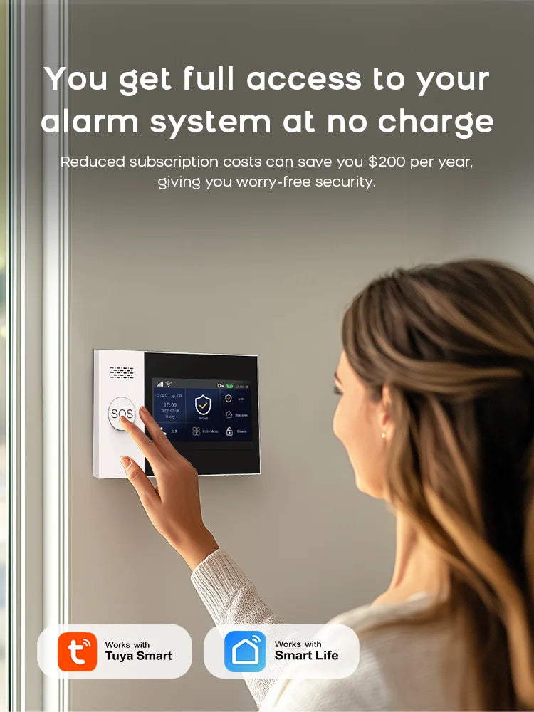 Tuya Smart WiFi + GSM Home Security Alarm System – 4.3" Touchscreen, Real-Time Alerts, Door/Window Sensors & 120dB Siren