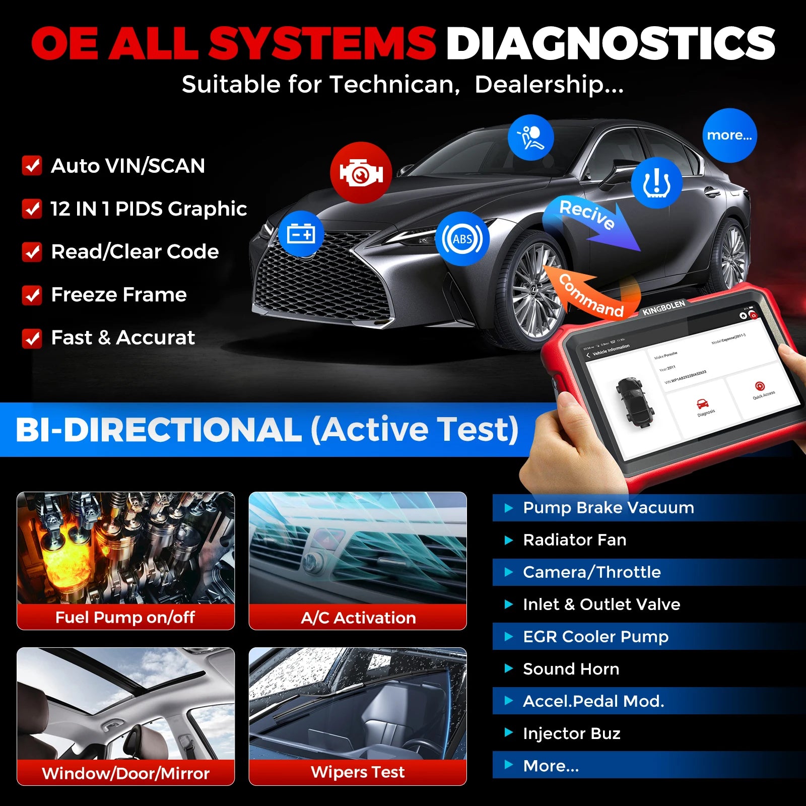Lifetime Free Update KINGBOLEN K8 PRO Elite Bidirectionnal OBD2 Scanner ECU Coding CANFD FCA 40+ Service All System Diagnostic