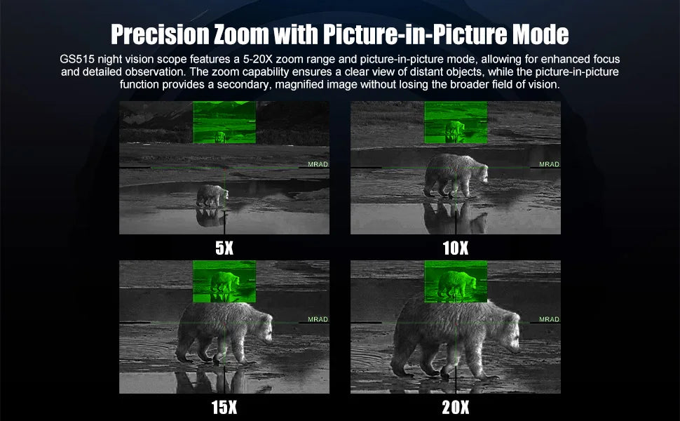 Kaalee GS515 Digital Night Vision Scope – 5–20X HD Day/Night Hunting Scope with 2560×1920 Resolution & IR Illuminator