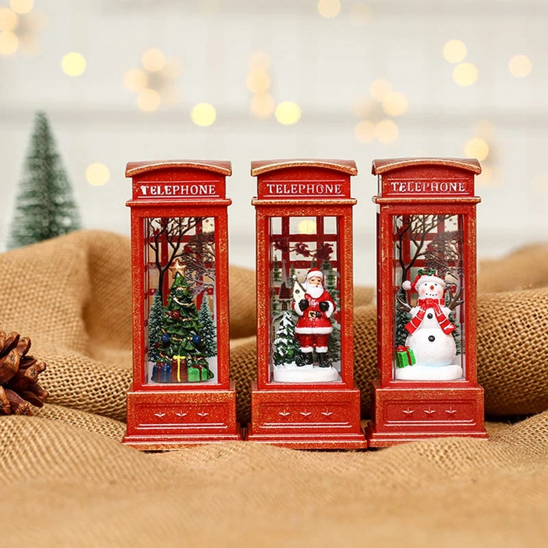 2025 Christmas Phone Booth Lights Santa Claus Snowman Gifts Window Scene Ornament Christmas Party Decortion Xmas Party Home 2025