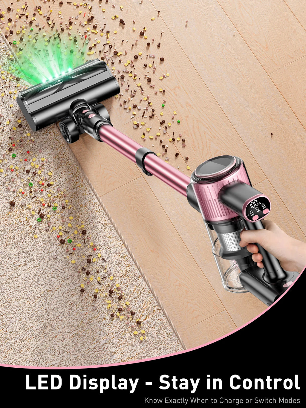 ✨ SuXiangVac 10-in-1 Cordless Vacuum Cleaner – 40Kpa, 500W, 45-Min Runtime, LED Display, Green Light Detection, HEPA Filtration – Perfect for Pets, Hard Floors & Carpets