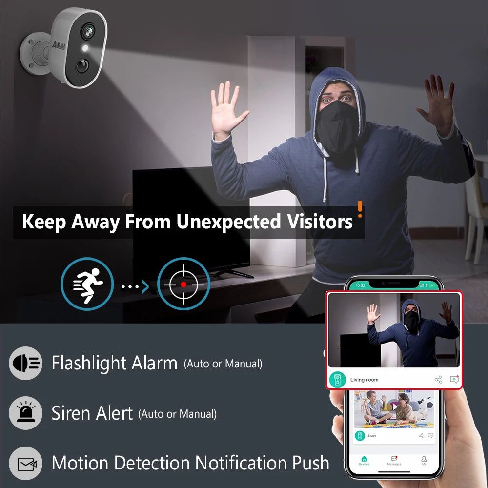 ANRAN C2 2K Rechargeable WiFi Security Camera – Smart PIR Detection, Color Night Vision & IP65 Weatherproof Protection