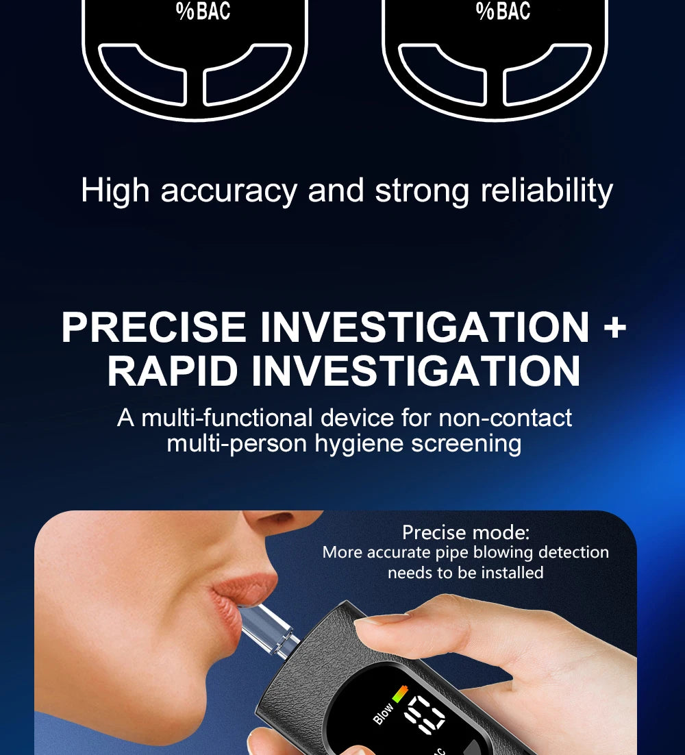 Digital Alcohol Tester – Professional Breathalyzer with LCD Display, Semiconductor Sensor, Accurate Drunk-Driving Detection for Home Use