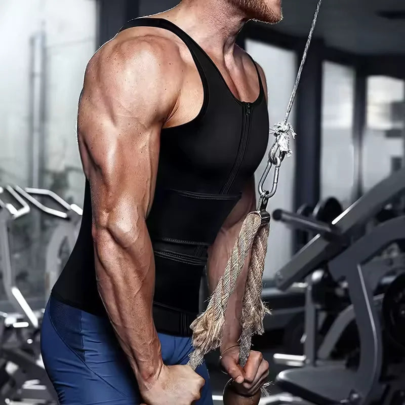 Vensslim Men’s Waist Trainer & Body Shaper Vest – Sauna Sweat Compression Top for Workout & Slimming