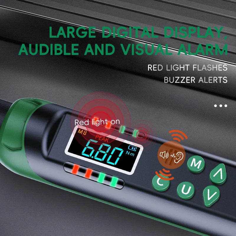 MoveCrab Digital Torque Wrench with Interchangeable Ratchet & Open-End Heads, 5–99.6 ft-lb (6.8–135 Nm) High-Precision Electronic Torque Wrench with LCD Display