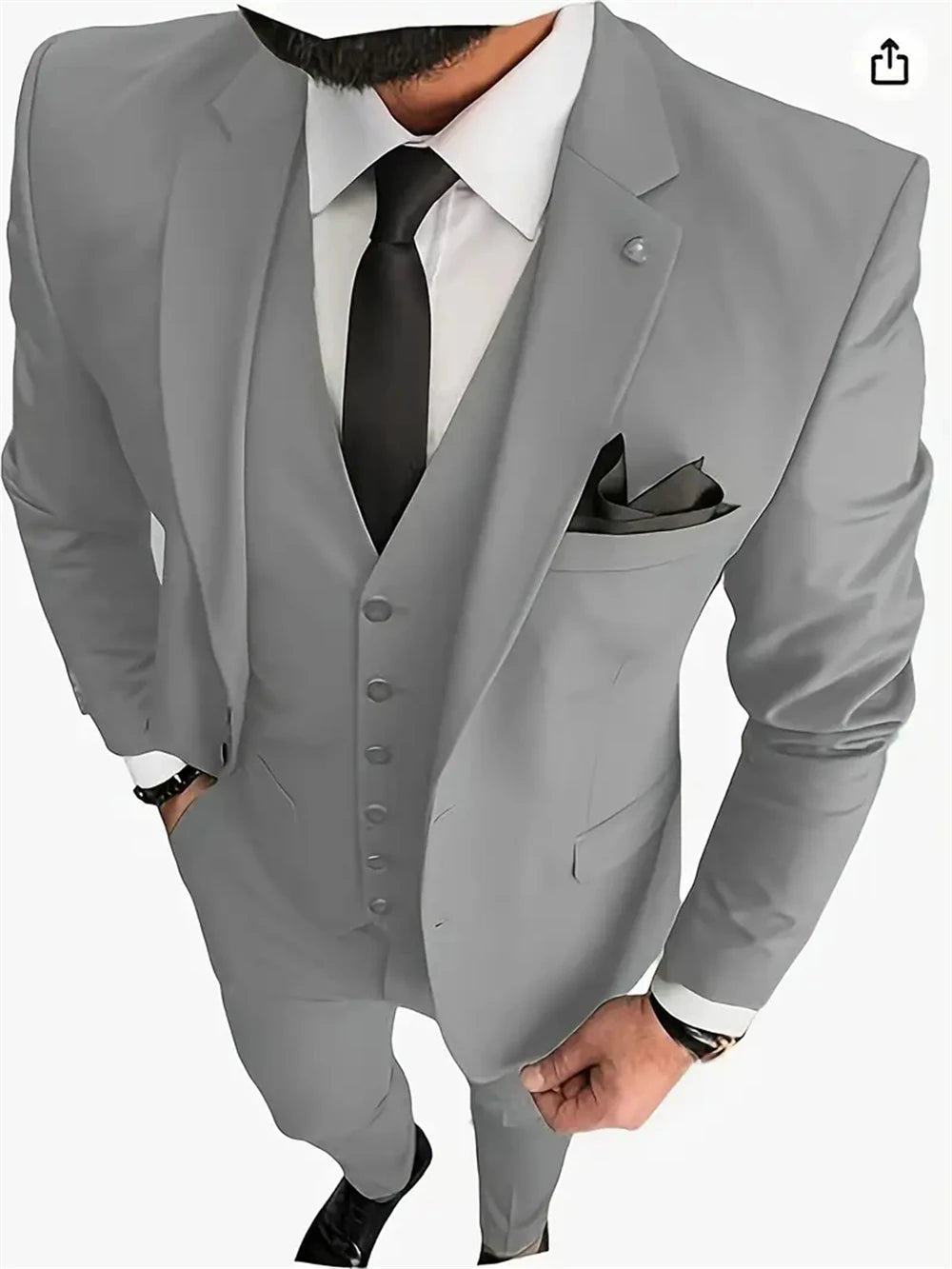 “Men’s Modern 3-Piece Slim Fit Suit – Notch Lapel Blazer, Vest & Tailored Trousers | Formal Wedding & Business Tux Set”