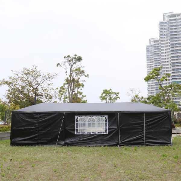 10'x30' Outdoor Party Tent with 8 Removable Sidewalls, Waterproof Canopy Patio Wedding Gazebo, Black