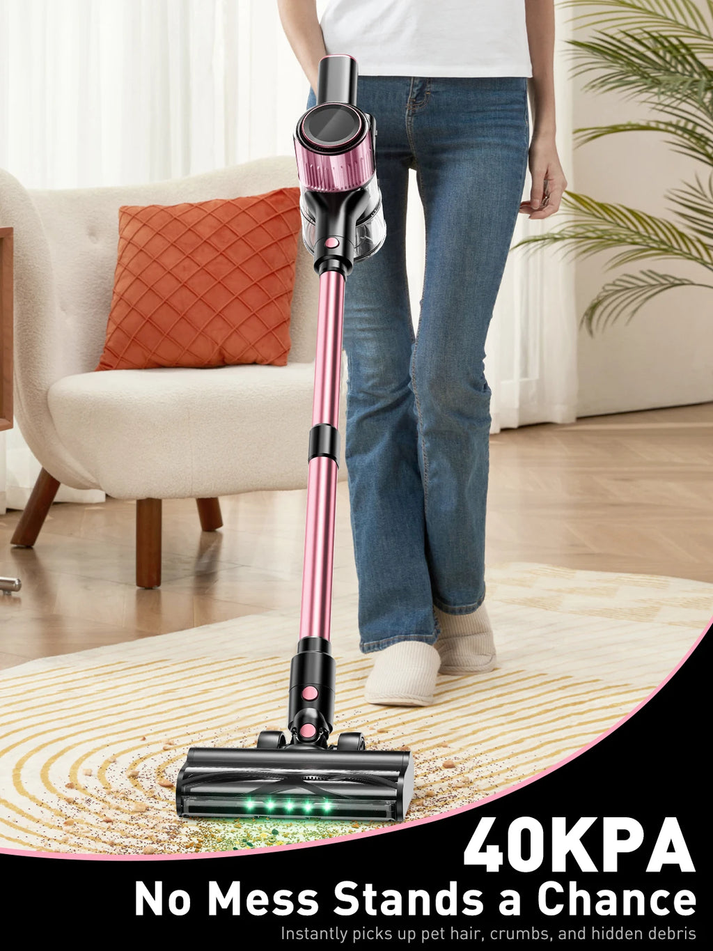 ✨ SuXiangVac 10-in-1 Cordless Vacuum Cleaner – 40Kpa, 500W, 45-Min Runtime, LED Display, Green Light Detection, HEPA Filtration – Perfect for Pets, Hard Floors & Carpets