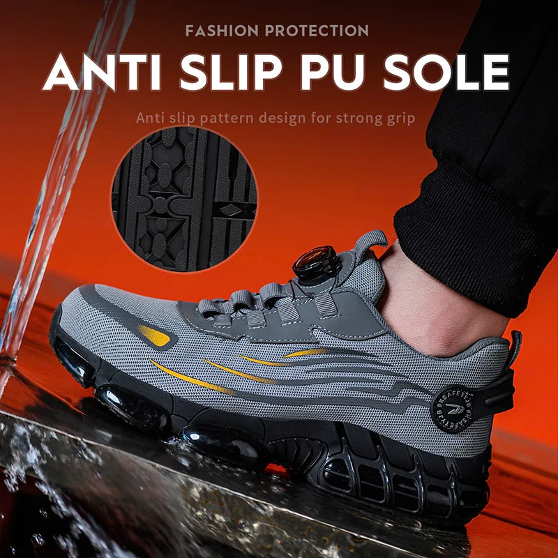 ✨ Ultra-Breathable Soft-Sole Safety Sneakers – Lace-Free, Anti-Smash & Anti-Puncture Work Shoes for Men