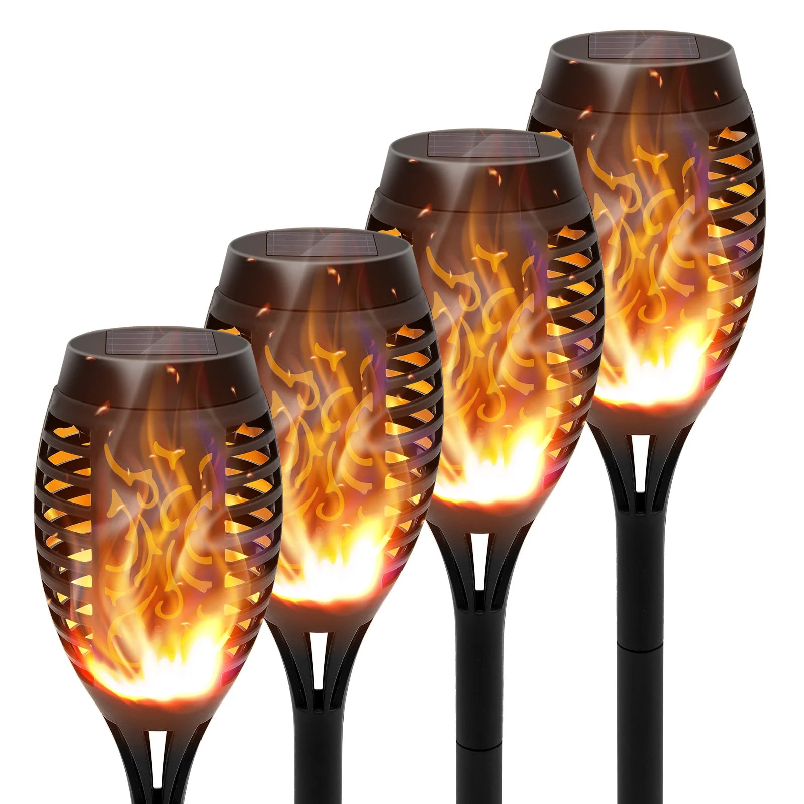 Solar Outdoor LED Torch Lights with Flickering Flame (4 / 6 / 8 / 12 Pieces)