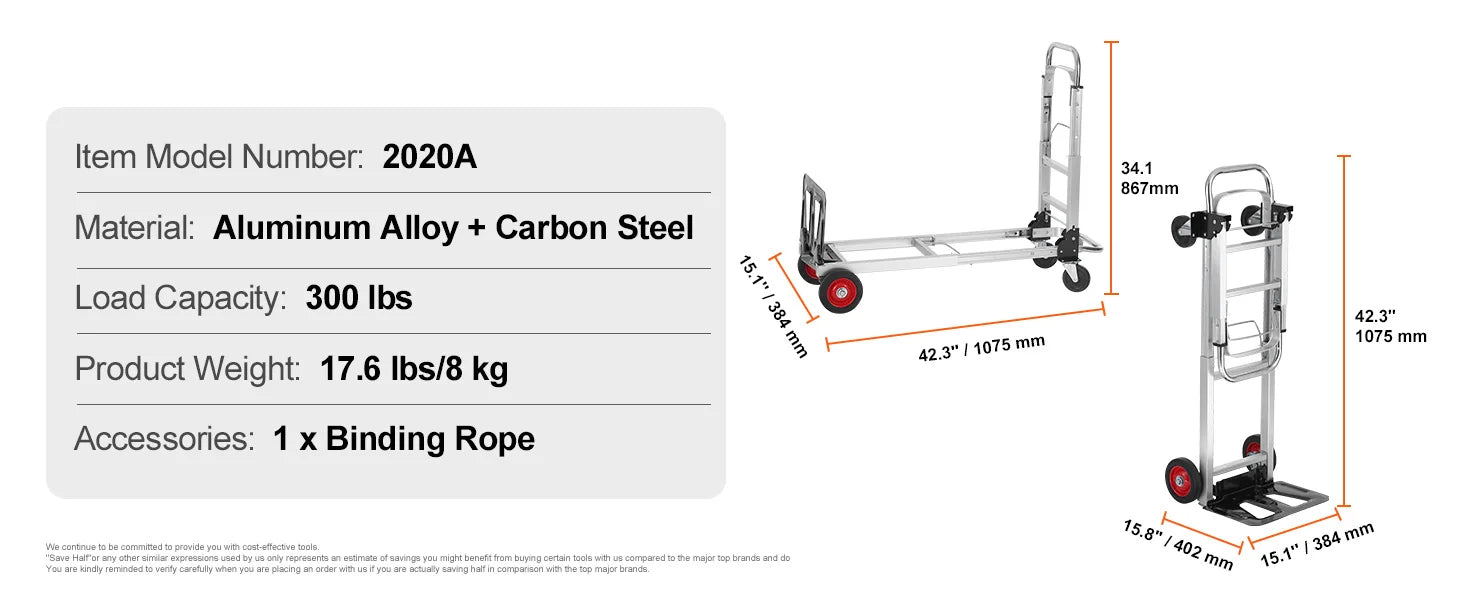 ✨ SucceBuy 400 lbs Folding Hand Truck – Lightweight Aluminum Dolly & Convertible Platform Cart