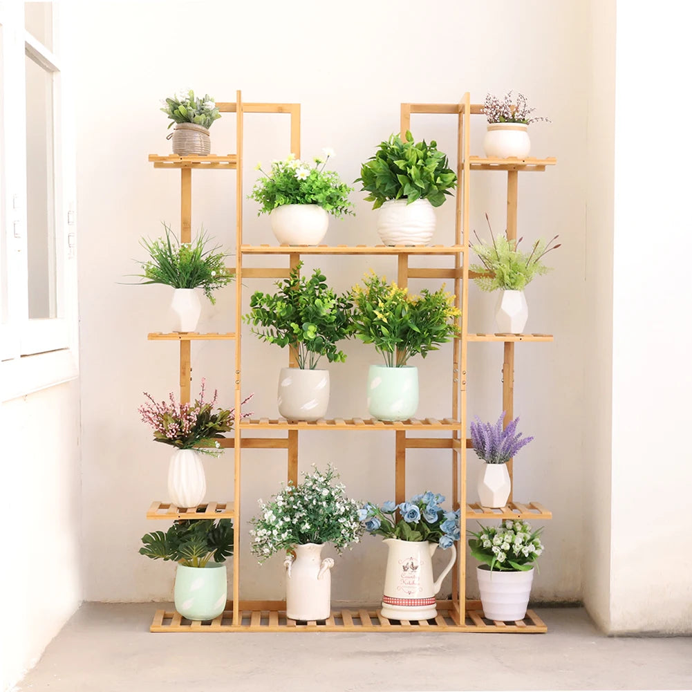 Multi-Tier Bamboo Plant Stand – 9-Tier Indoor/Outdoor Flower Pot Display Rack for Garden, Balcony & Living Room