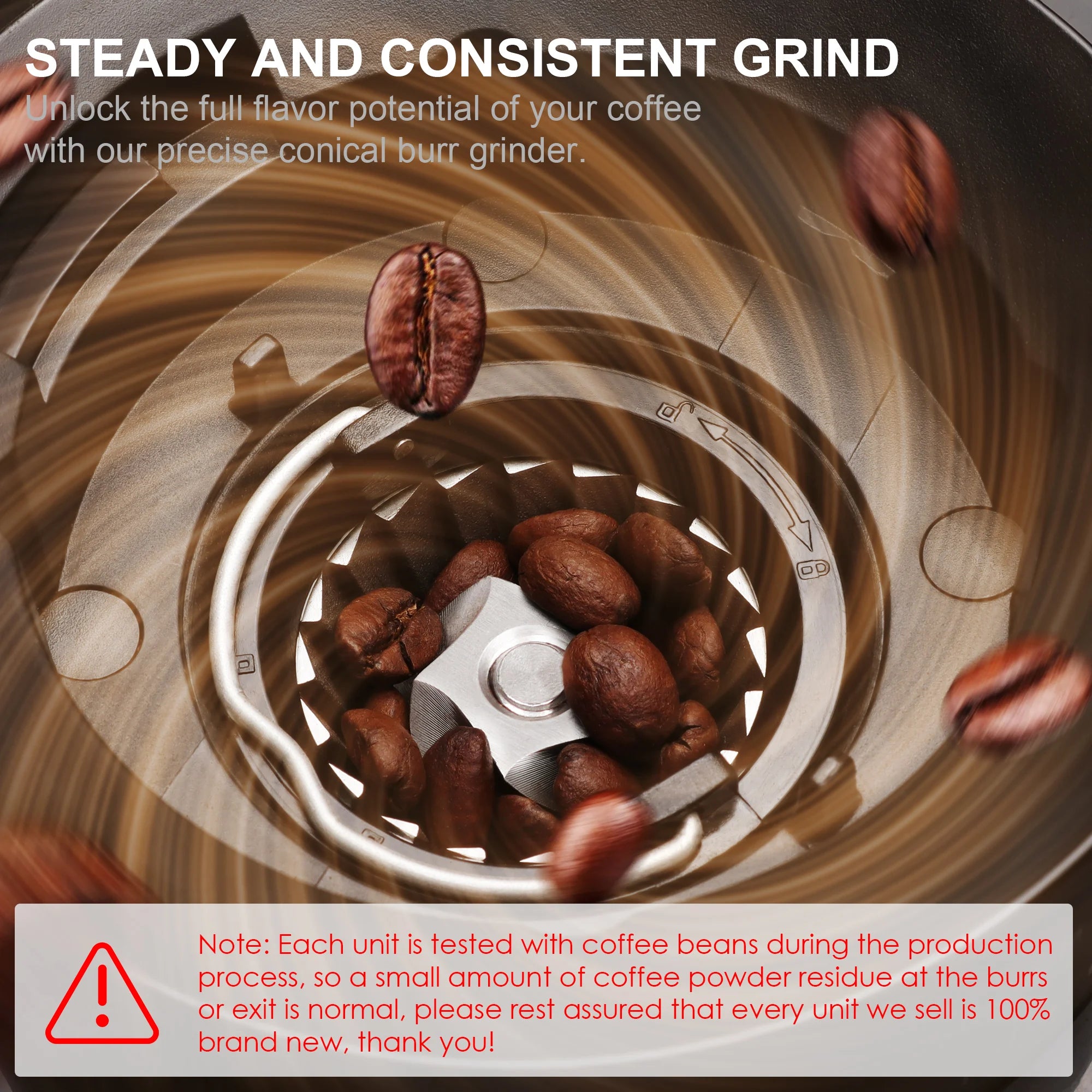 BioloMix Precision Conical Burr Coffee Grinder – 30-Setting Electric Burr Mill with LCD Timer, Magneti Ring & 300g Hopper