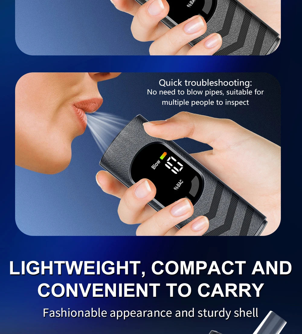 Digital Alcohol Tester – Professional Breathalyzer with LCD Display, Semiconductor Sensor, Accurate Drunk-Driving Detection for Home Use