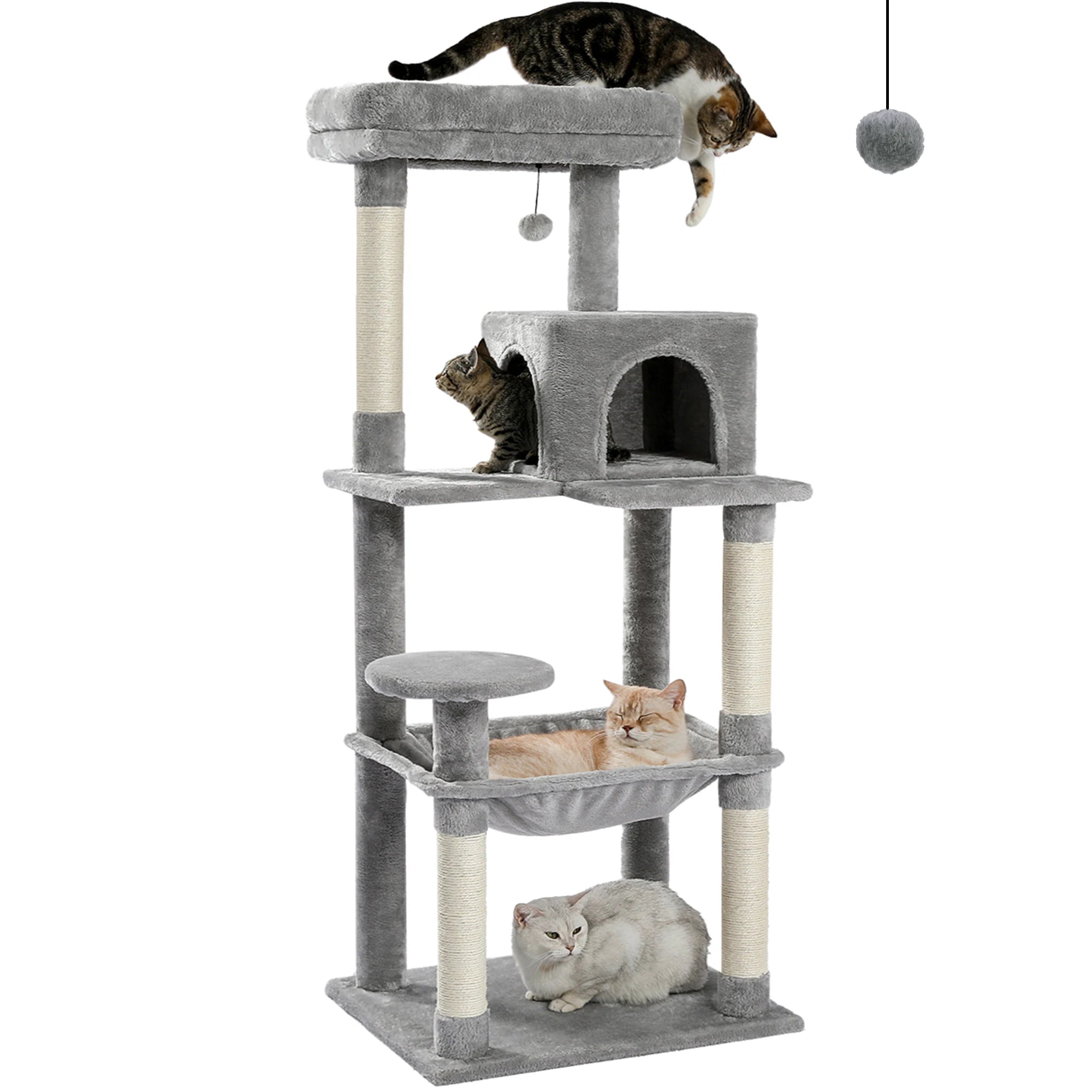 5-Level Cat Tree Tower for Indoor Cats – Large Cat Condo with Hammock & Scratching Posts
