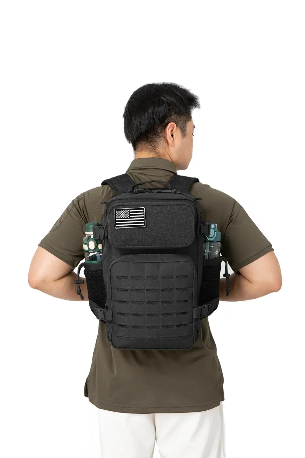 25L GYM Tactical Backpacks for Men Survival Laser Cut Molle Daypack Small Bug Out Bag Hunting Rucksack with Dual Cup Holders