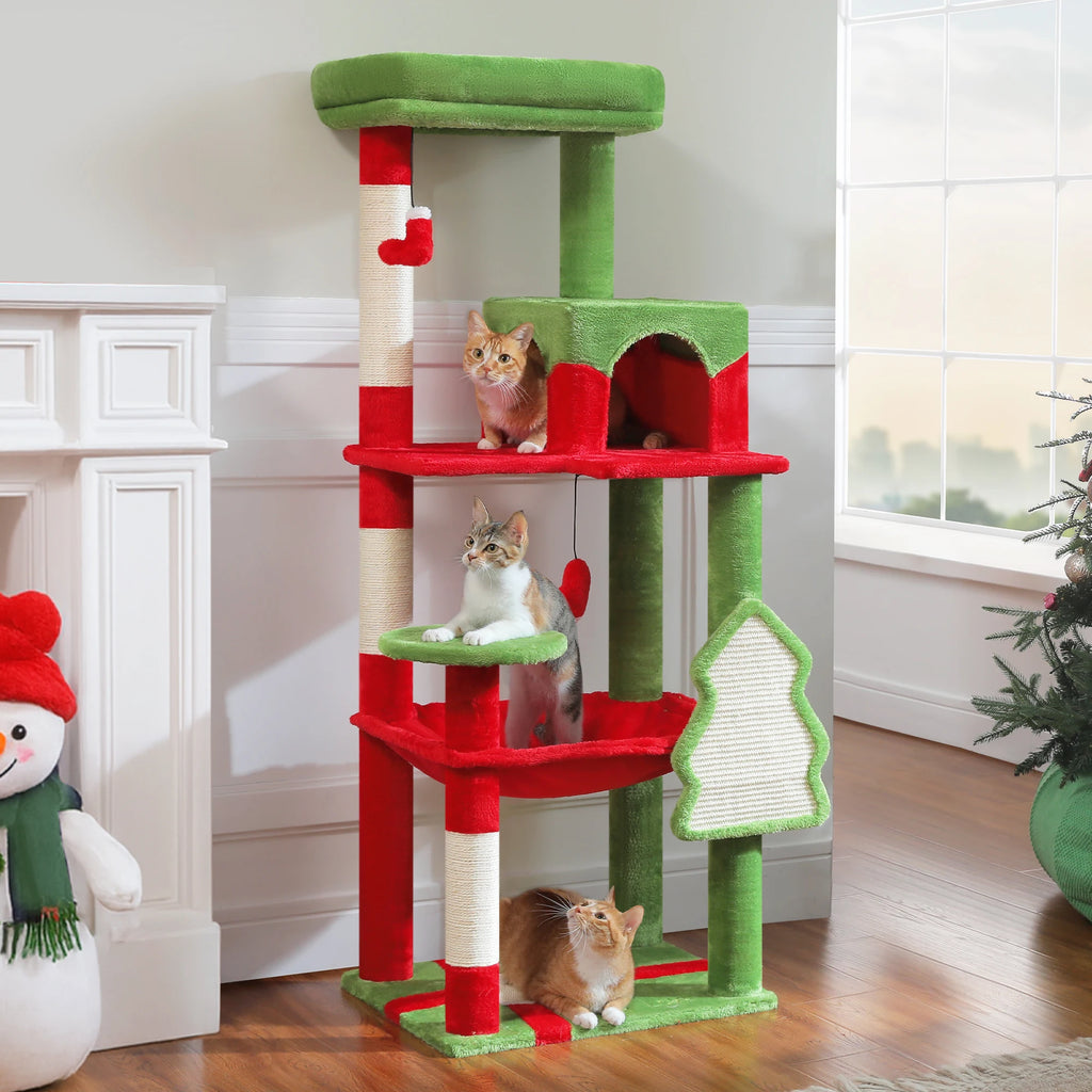 5-Level Cat Tree Tower for Indoor Cats – Large Cat Condo with Hammock & Scratching Posts