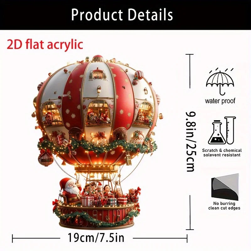 Balloon Christmas Day Ornaments 2D Flat Acrylic Hot Air Balloon Glass Ornament For Christmas Day Big Decoration IntéRieur