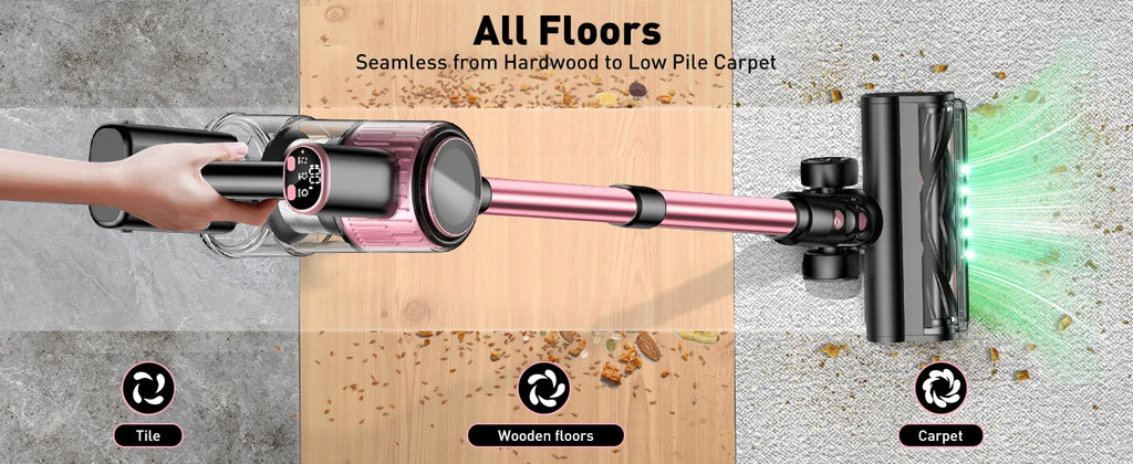✨ SuXiangVac 10-in-1 Cordless Vacuum Cleaner – 40Kpa, 500W, 45-Min Runtime, LED Display, Green Light Detection, HEPA Filtration – Perfect for Pets, Hard Floors & Carpets