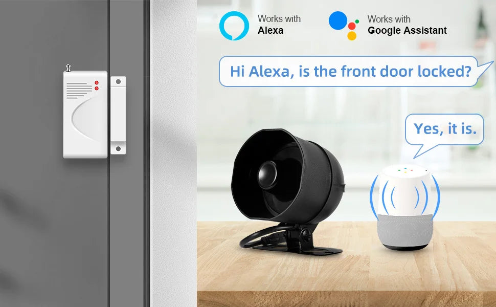 KERUI WiFi Smart Siren Alarm System – 120dB Tuya Home Security Kit with Door Sensor & Motion Sensor, App Control & Alexa/Google Compatible