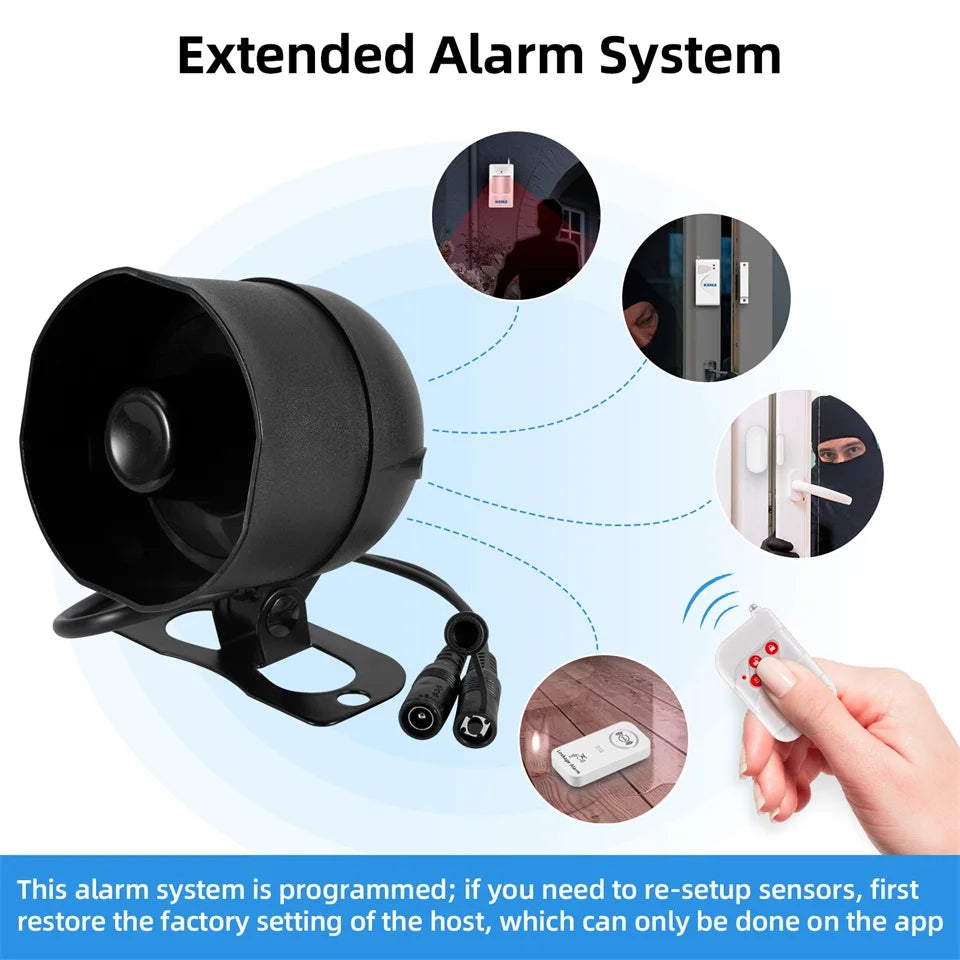KERUI WiFi Smart Siren Alarm System – 120dB Tuya Home Security Kit with Door Sensor & Motion Sensor, App Control & Alexa/Google Compatible
