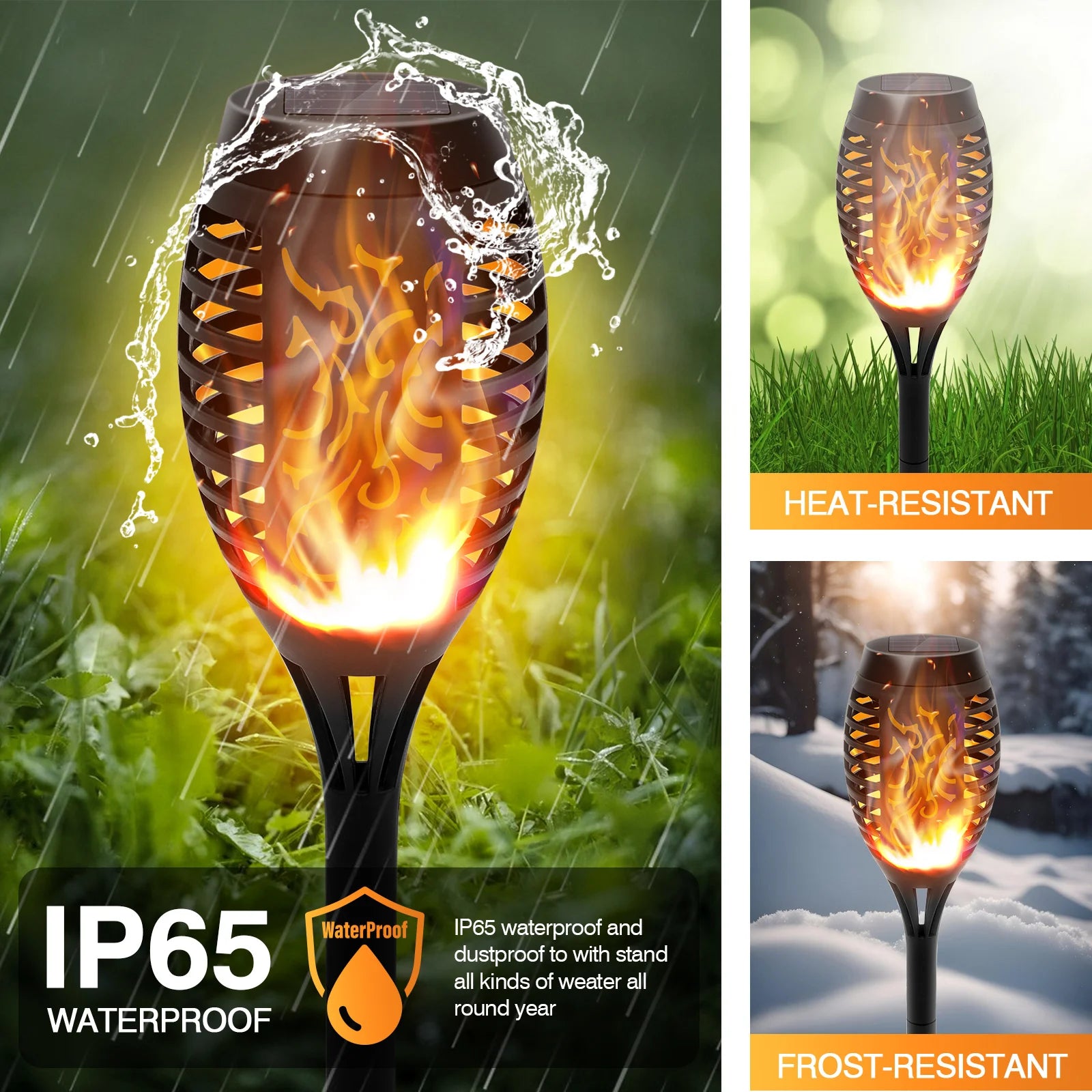 Solar Outdoor LED Torch Lights with Flickering Flame (4 / 6 / 8 / 12 Pieces)