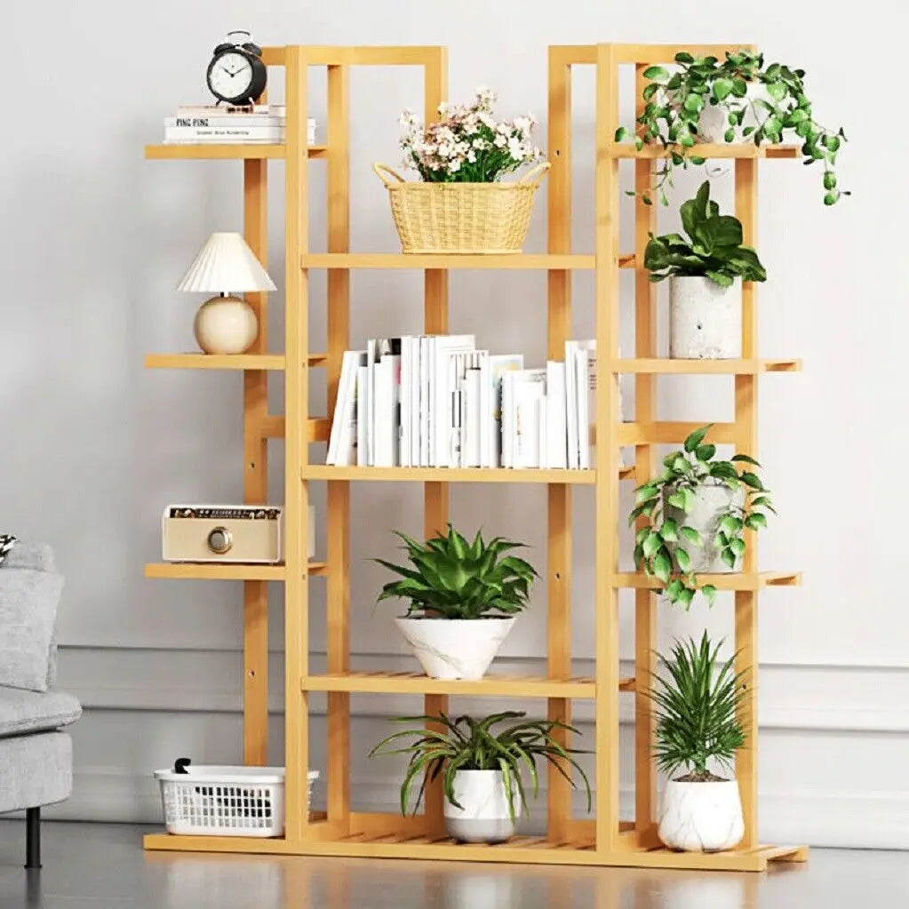 Multi-Tier Bamboo Plant Stand – 9-Tier Indoor/Outdoor Flower Pot Display Rack for Garden, Balcony & Living Room
