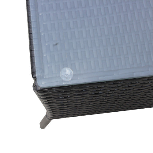 4 PC Rattan Patio Furniture Set with Cushioned Seating | Outdoor Wicker Sofa Set with Tempered Glass Table