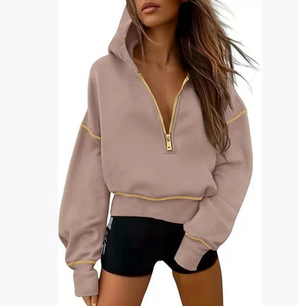 Women's Half Zipper Short Sweater