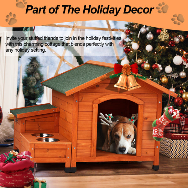 Green Asphalt Roof Golden Red Main Body Fir House Type Cat and Doghouse