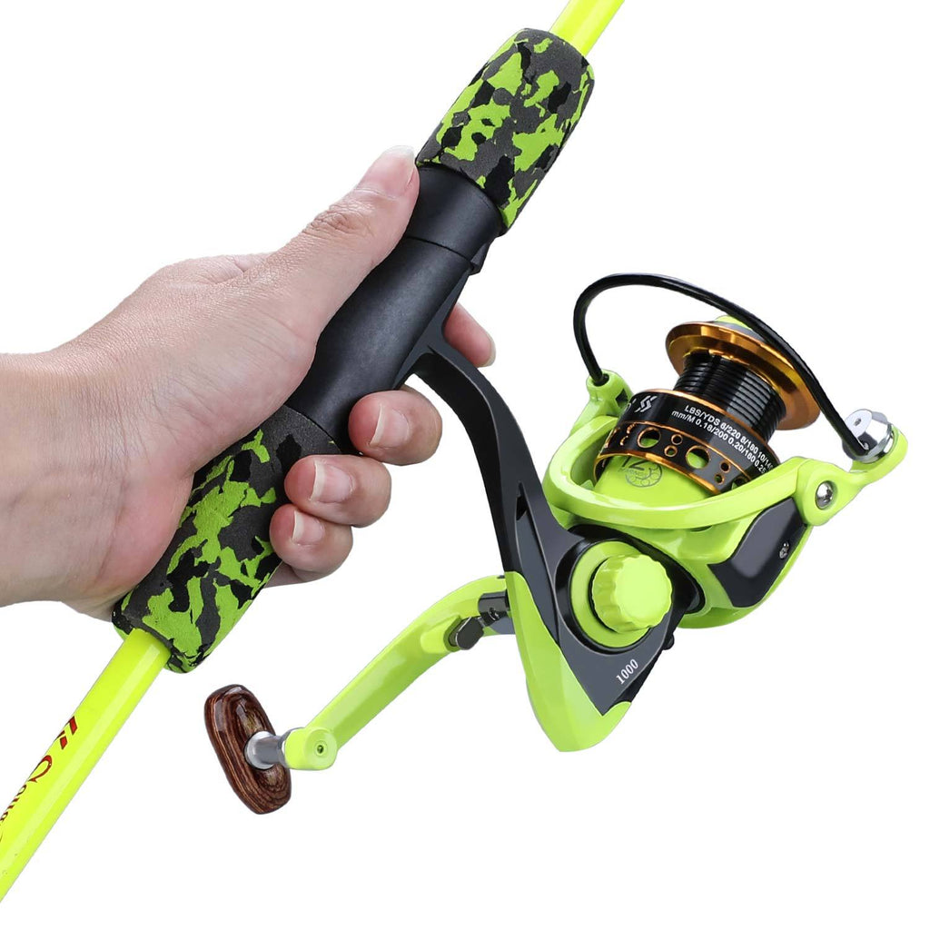 Sougayilang 5-Section Travel Fishing Rod & Spinning Reel Combo | Portable 170cm Glass Fiber Rod with 1000 Series Reel