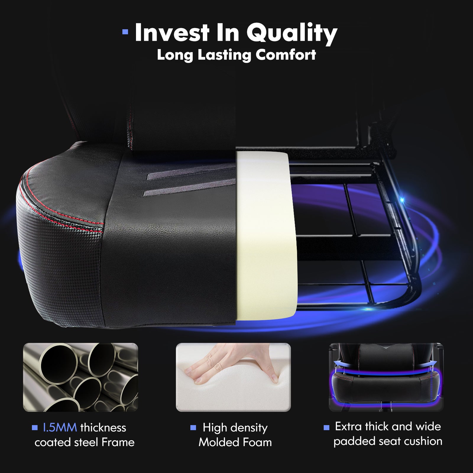 Aesthetic Tall Gaming Chair with Footrest – 350lb Capacity, Ergonomic Racing-Style Computer Chair for Long-Hour Comfort