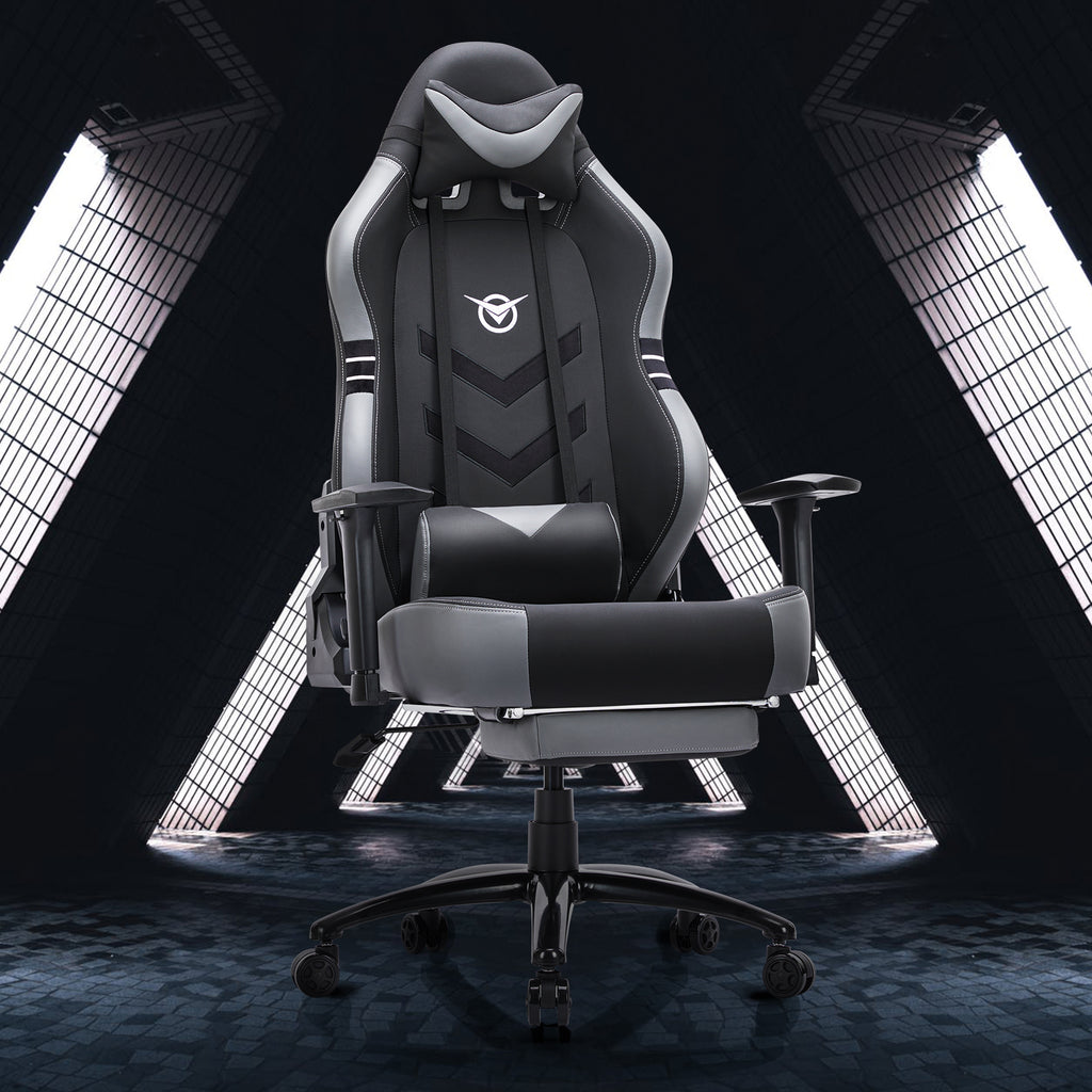 Aesthetic Tall Gaming Chair with Footrest – 350lb Capacity, Ergonomic Racing-Style Computer Chair for Long-Hour Comfort