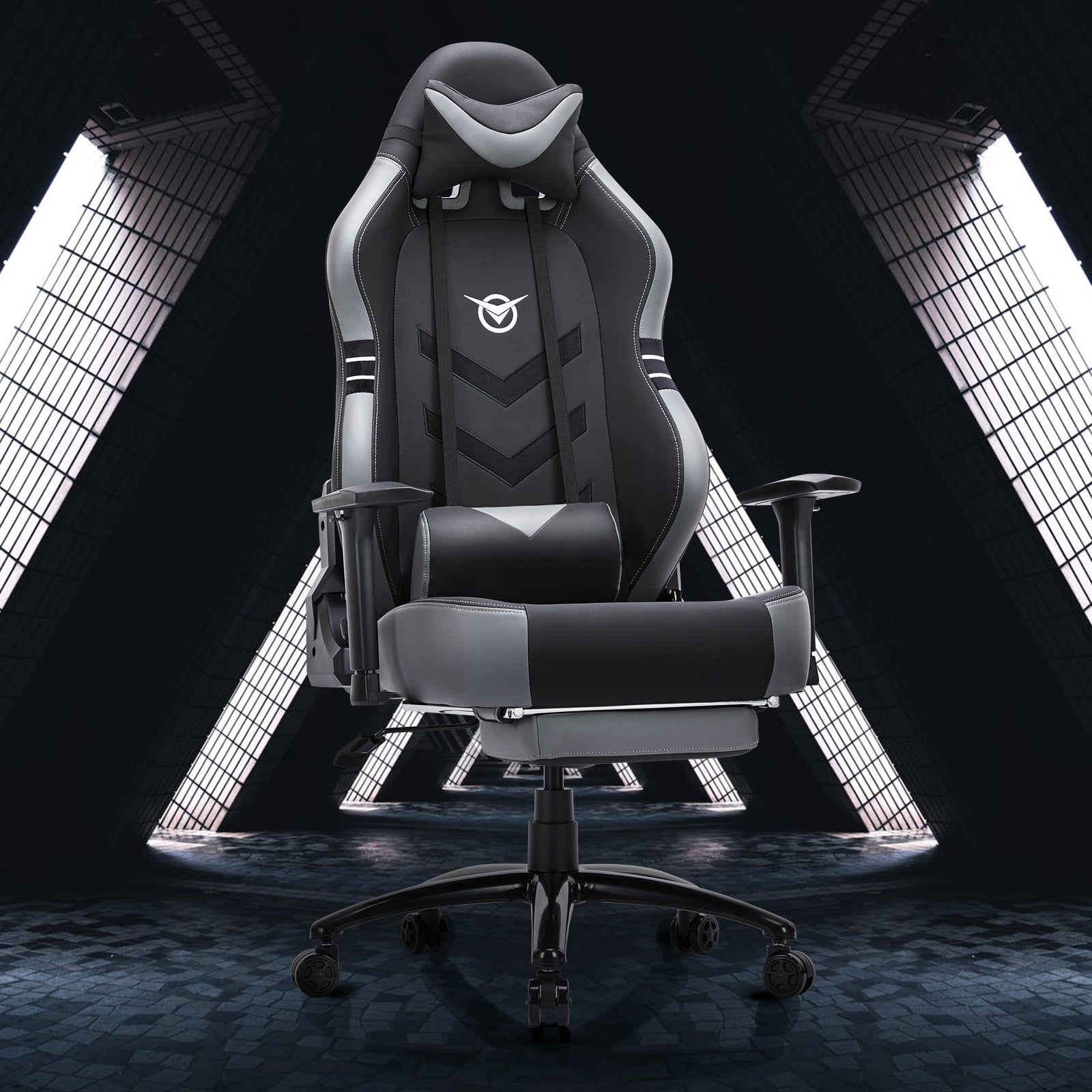 Aesthetic Tall Gaming Chair with Footrest – 350lb Capacity, Ergonomic Racing-Style Computer Chair for Long-Hour Comfort
