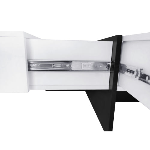 Unique Design Coffee Table with 4 Hidden Storage Compartments – Square Sliding-Top Cocktail Table, UV High-Gloss Modern Center Table (31.5" x 31.5")