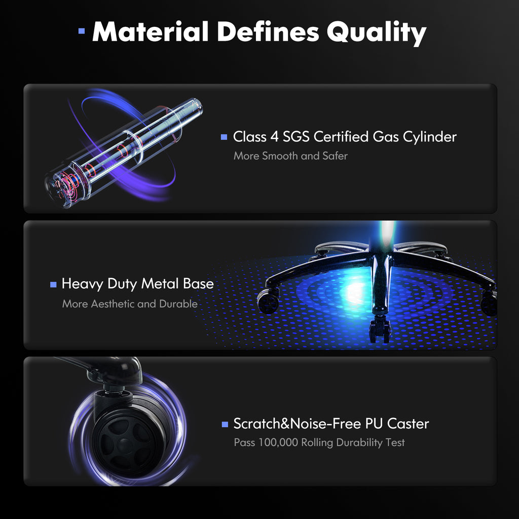 Aesthetic Tall Gaming Chair with Footrest – 350lb Capacity, Ergonomic Racing-Style Computer Chair for Long-Hour Comfort