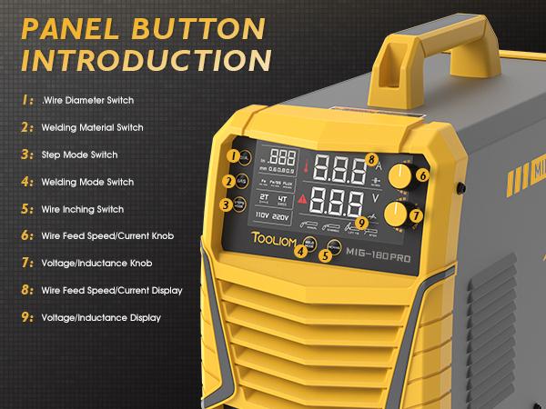 TOOLIOM 4 in 1 MIG Welder 180A Gas MIG/Flux MIG/Stick/Lift TIG Multiprocess Welding Machine 110V/220V Welder with Lift TIG Torch