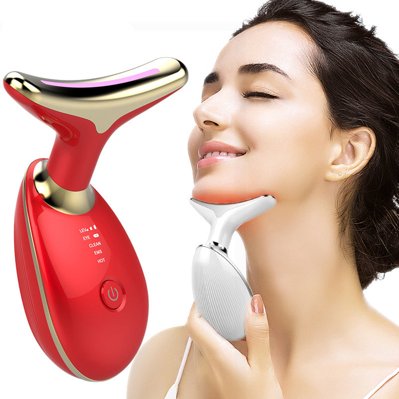 ✨ EMS Thermal Neck Lifting & Skin Tightening Massager – Microcurrent Anti-Aging & LED Therapy Device ✨