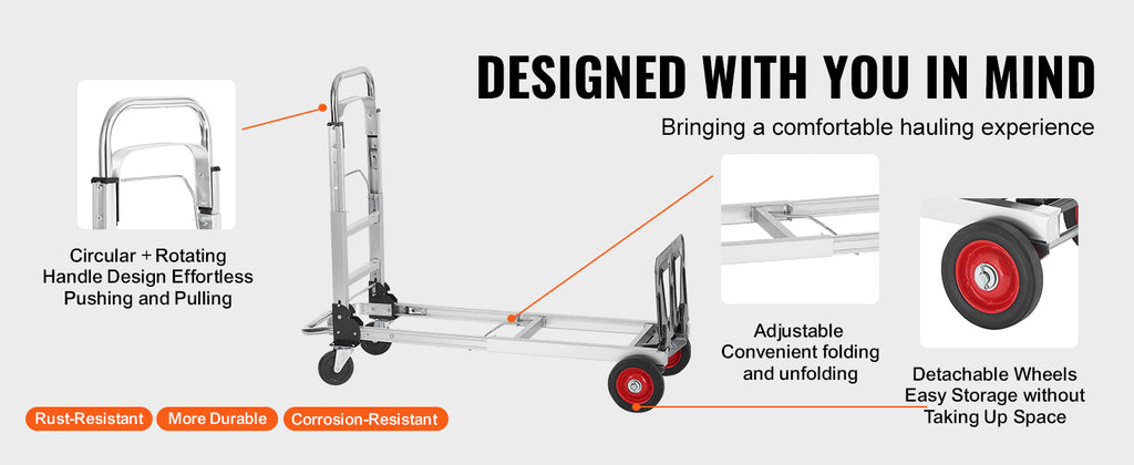 ✨ SucceBuy 400 lbs Folding Hand Truck – Lightweight Aluminum Dolly & Convertible Platform Cart
