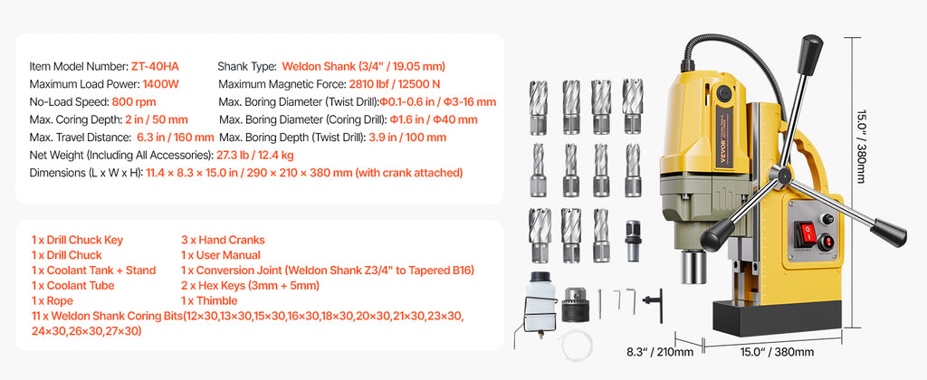 SucceBuy Portable Electric Magnetic Drill Press – Powerful Core Drill for Metalworking & Industrial Use