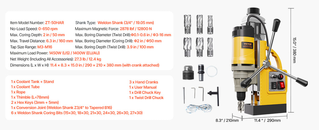 SucceBuy Portable Electric Magnetic Drill Press – Powerful Core Drill for Metalworking & Industrial Use