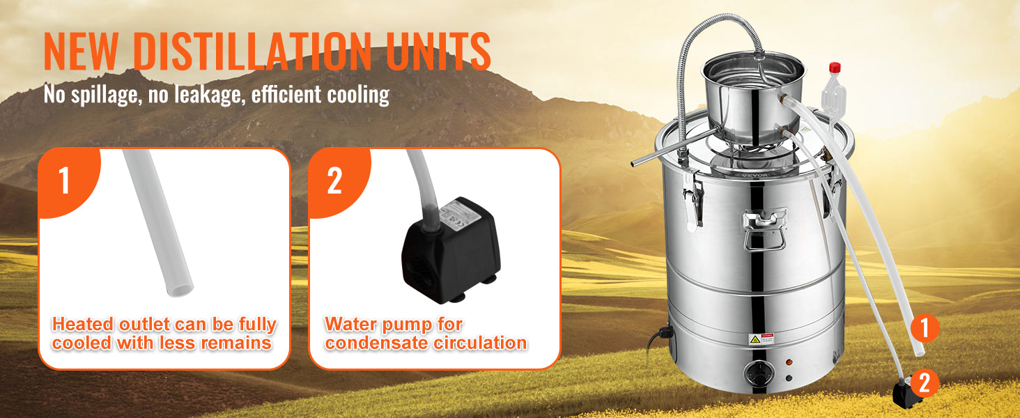 VEVOR Alcohol Still Water Alcohol Distiller Home Distillery Kit include Stainless Steel Tube Pump for DIY Whisky Wine Brandy