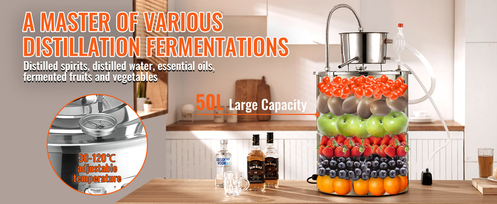 VEVOR Alcohol Still Water Alcohol Distiller Home Distillery Kit include Stainless Steel Tube Pump for DIY Whisky Wine Brandy
