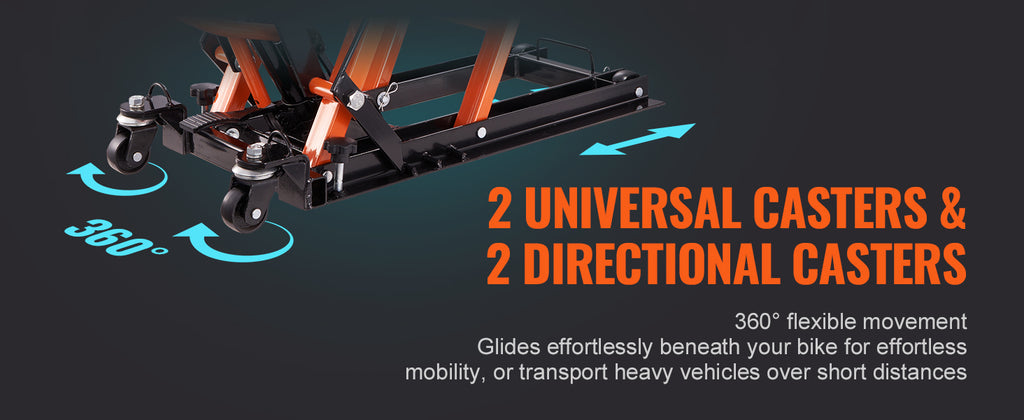 SucceBuy 1500 LB Hydraulic Motorcycle Jack Stand – Steel ATV & UTV Scissor Lift with 4 Wheels, Foot-Operated Lift, Safety Lock Pin