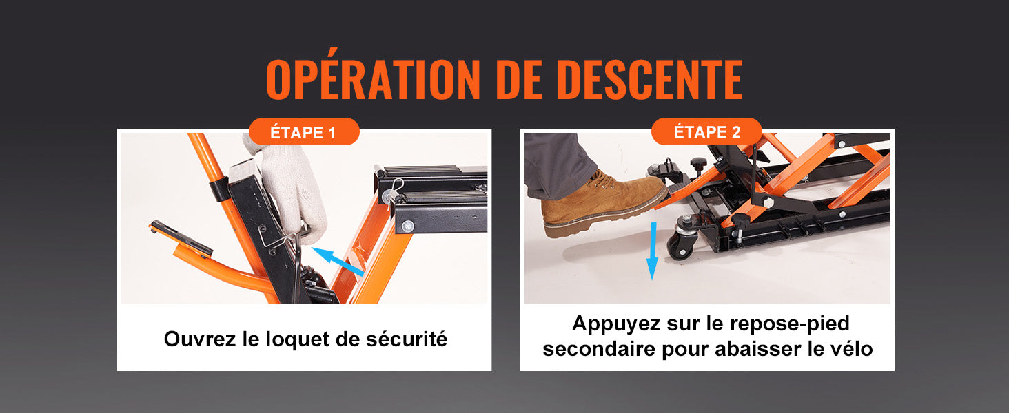 SucceBuy 1500 LB Hydraulic Motorcycle Jack Stand – Steel ATV & UTV Scissor Lift with 4 Wheels, Foot-Operated Lift, Safety Lock Pin